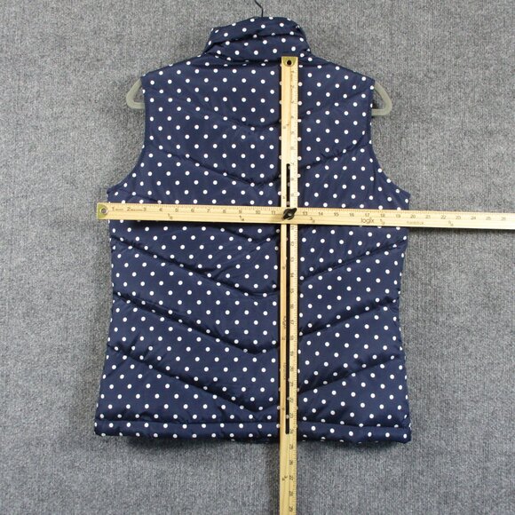 Lands End Down Puffer Vest Jacket Womens Small Blue Full Zip Outdoors Hike Dots - Picture 7 of 11